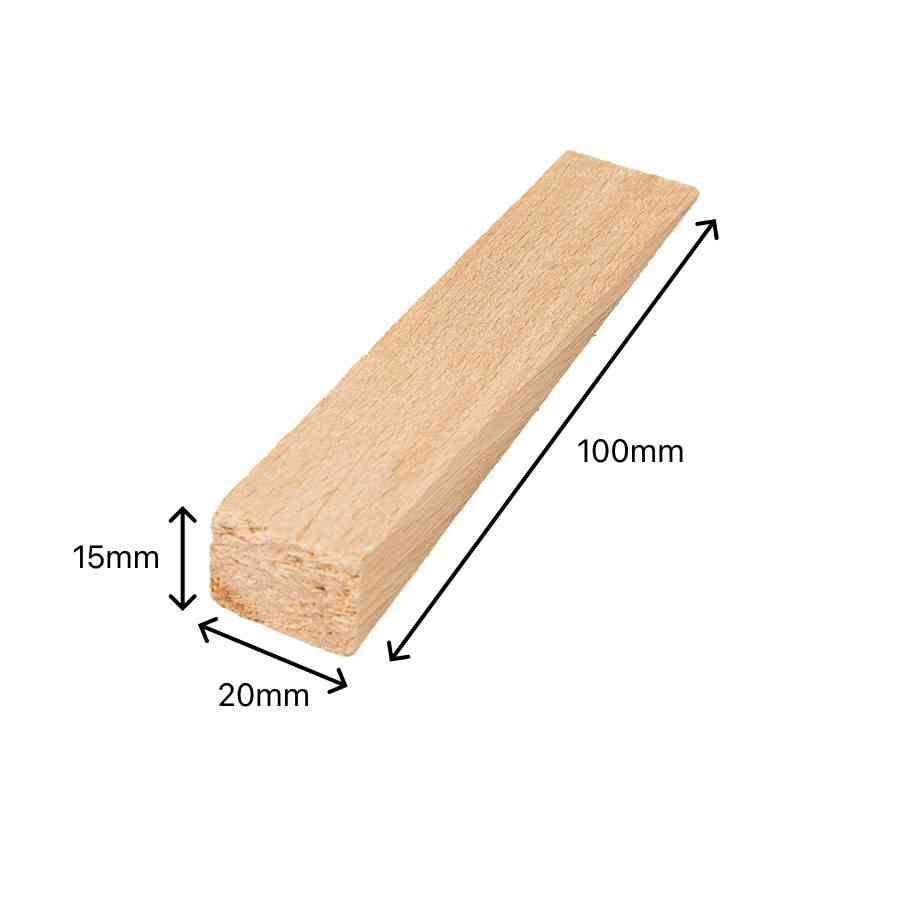 100 x INOVATEC Holz Keile in verschiedenen Abmessungen im Karton 6 100x20x15mm_holzkeile_natur_bemaßung_small.jpg